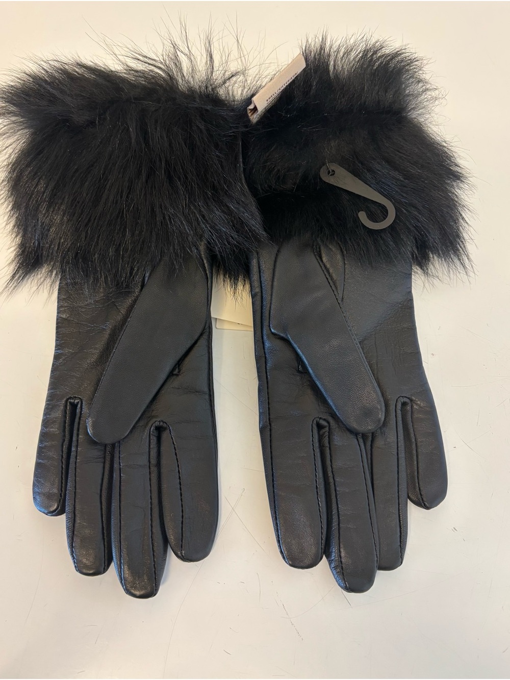 Ugg Leather Wool Gloves Fur Black Women’s Size Small NEW